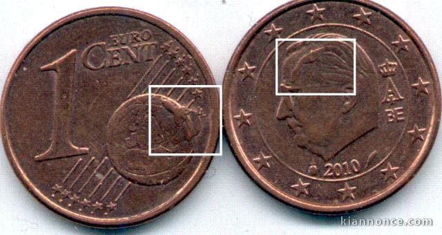 1 EURO CENT FAUTES BELGIQUE