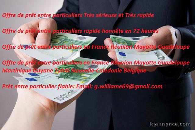 Offre de prêt entre particulier en France sérieux et rapide 