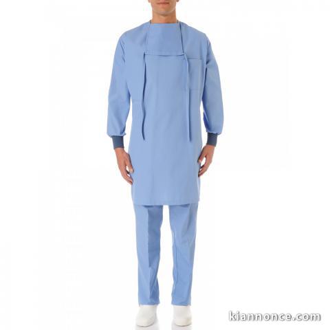 Blouse médicale Casaque à bavette 100% Coton