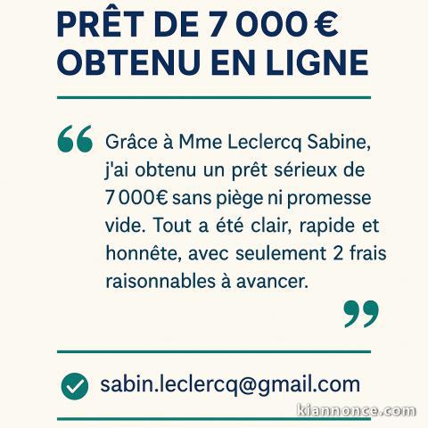 TÉMOIGNAGE RÉEL; OFFRE DE PRÊT DE 7 000€ OBTENU EN LIGNE