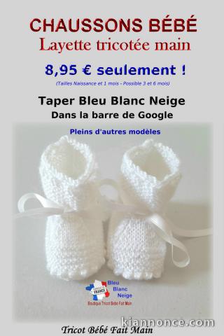 Chaussons tricot bébé layette bébé tricotée main 