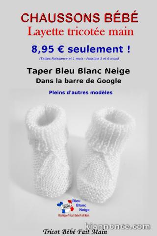 Chaussons tricot bébé layette bébé tricotée main 